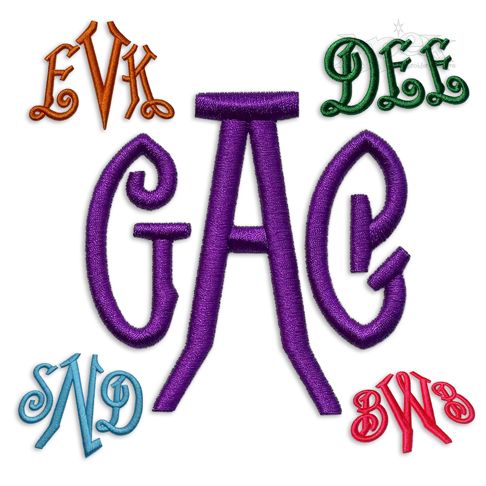 English Monogram Puff Embroidery Font 