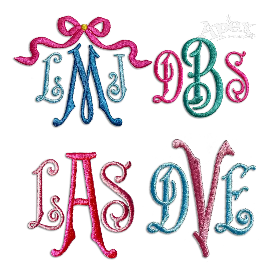 Carson English Monogram Machine Embroidery Font - Apex All
