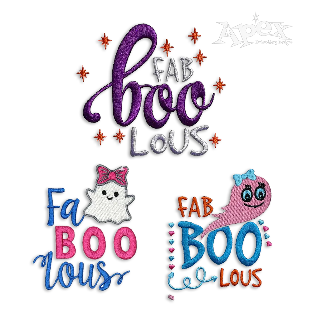 Faboolous Halloween Boo Ghost Machine Embroidery Design