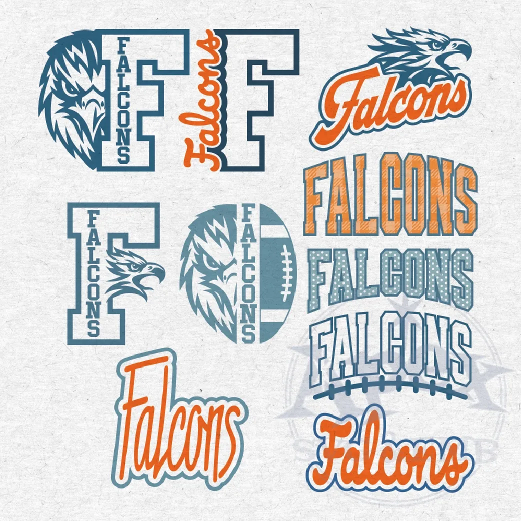 Falcons School Mascot Sports Bundle Vector PNG Designs