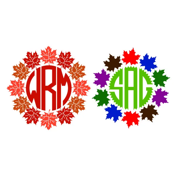 Fall Leaves Monogram Frame SVG Cuttable Design