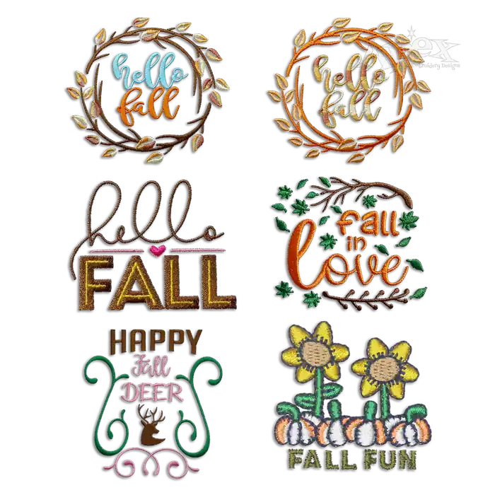 Fall in Love Bundle Machine Embroidery Design | Apex Digitized