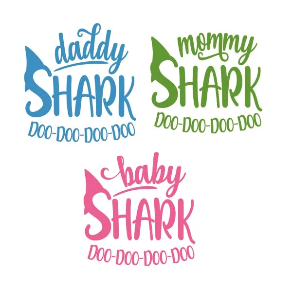 Family Daddy Mommy Baby Shark SVG Cuttable Design