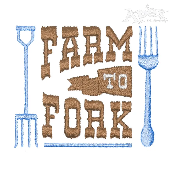 Farm to Fork Embroidery Design