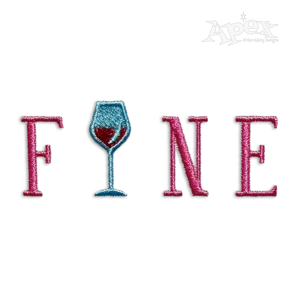 Fine Wordart Wine Machine Embroidery Design