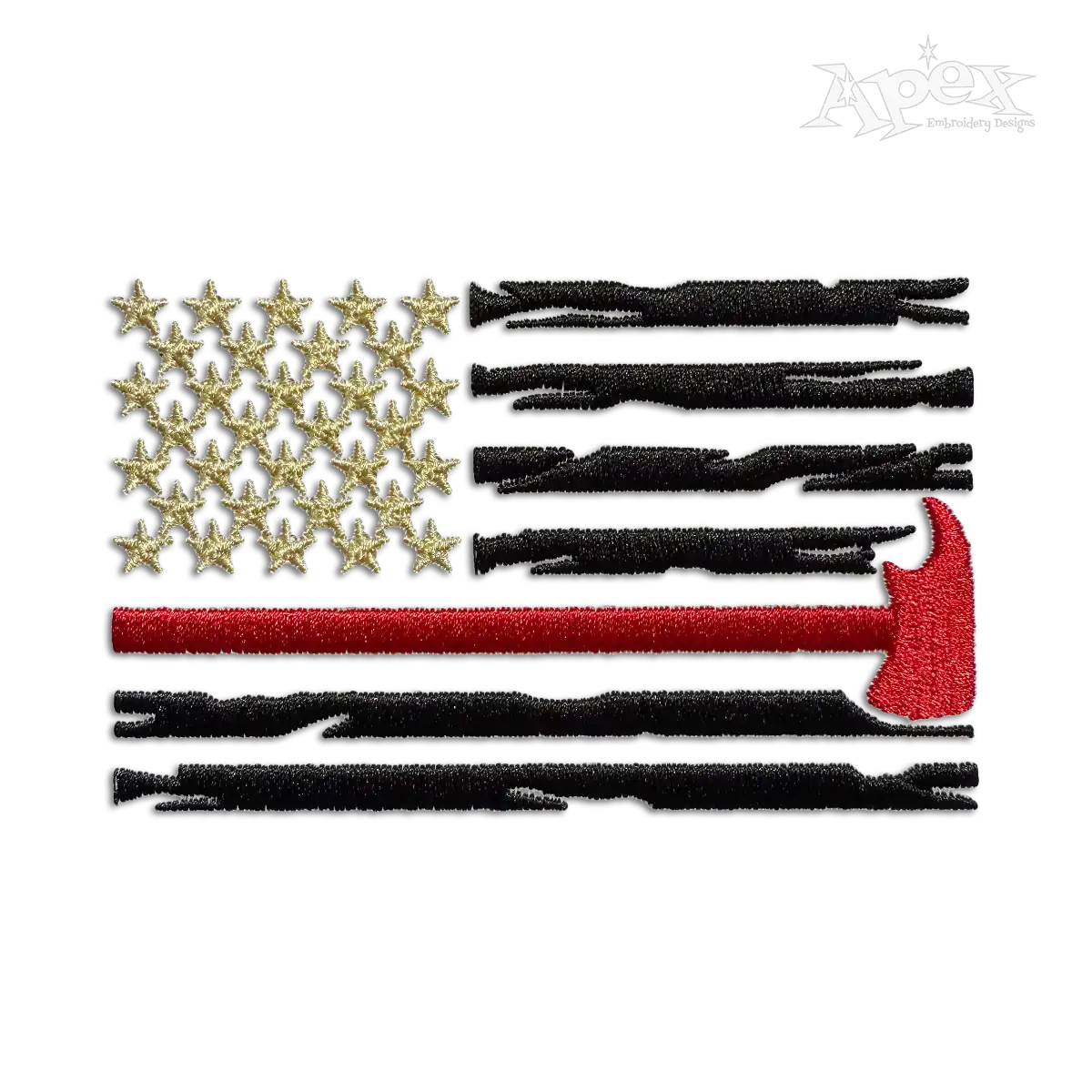 Firefighter Axe USA American Patriotic Flag Embroidery Designs