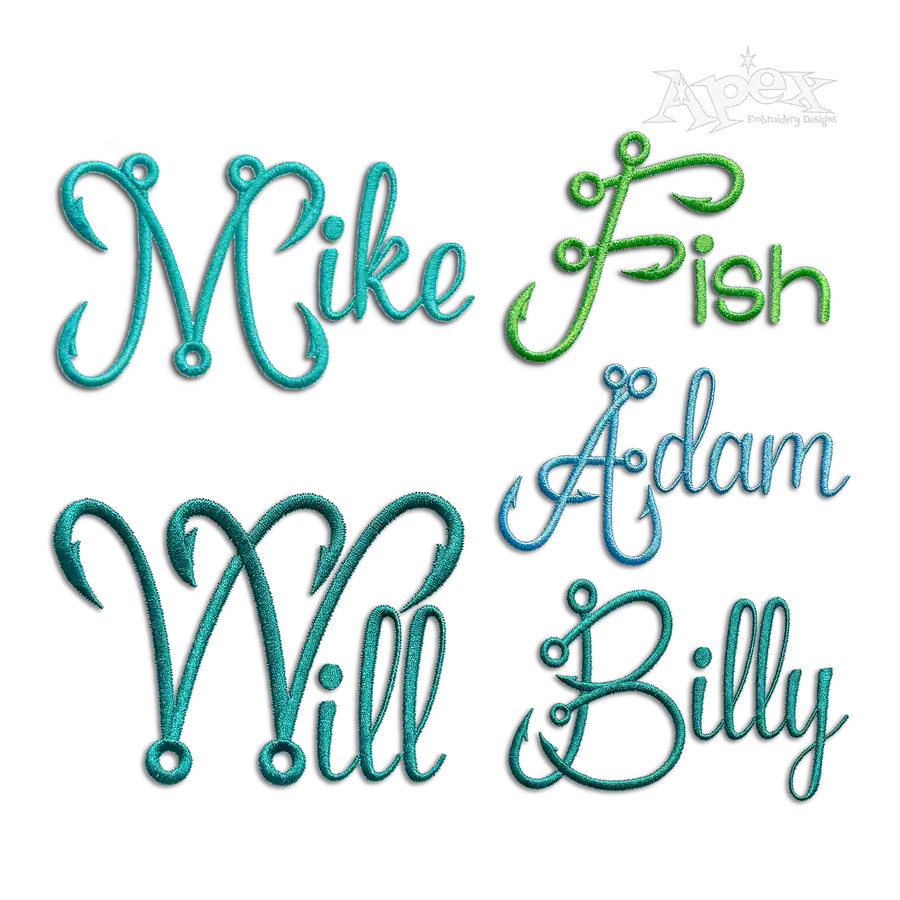 Hooks Fishing Lure Alphabet Fun Machine Embroidery Font - Apex All