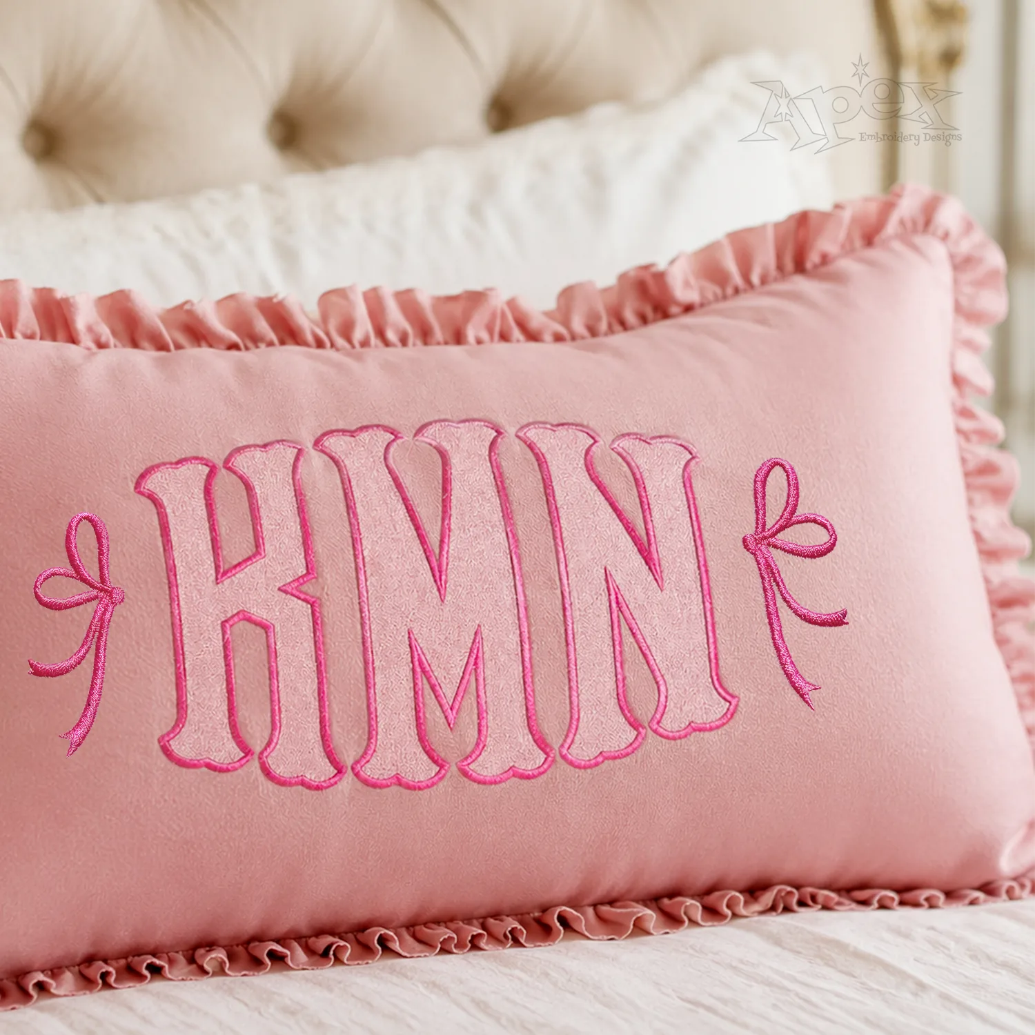 Oval Monogram Machine Embroidery Font by Apex Frame Ribbon