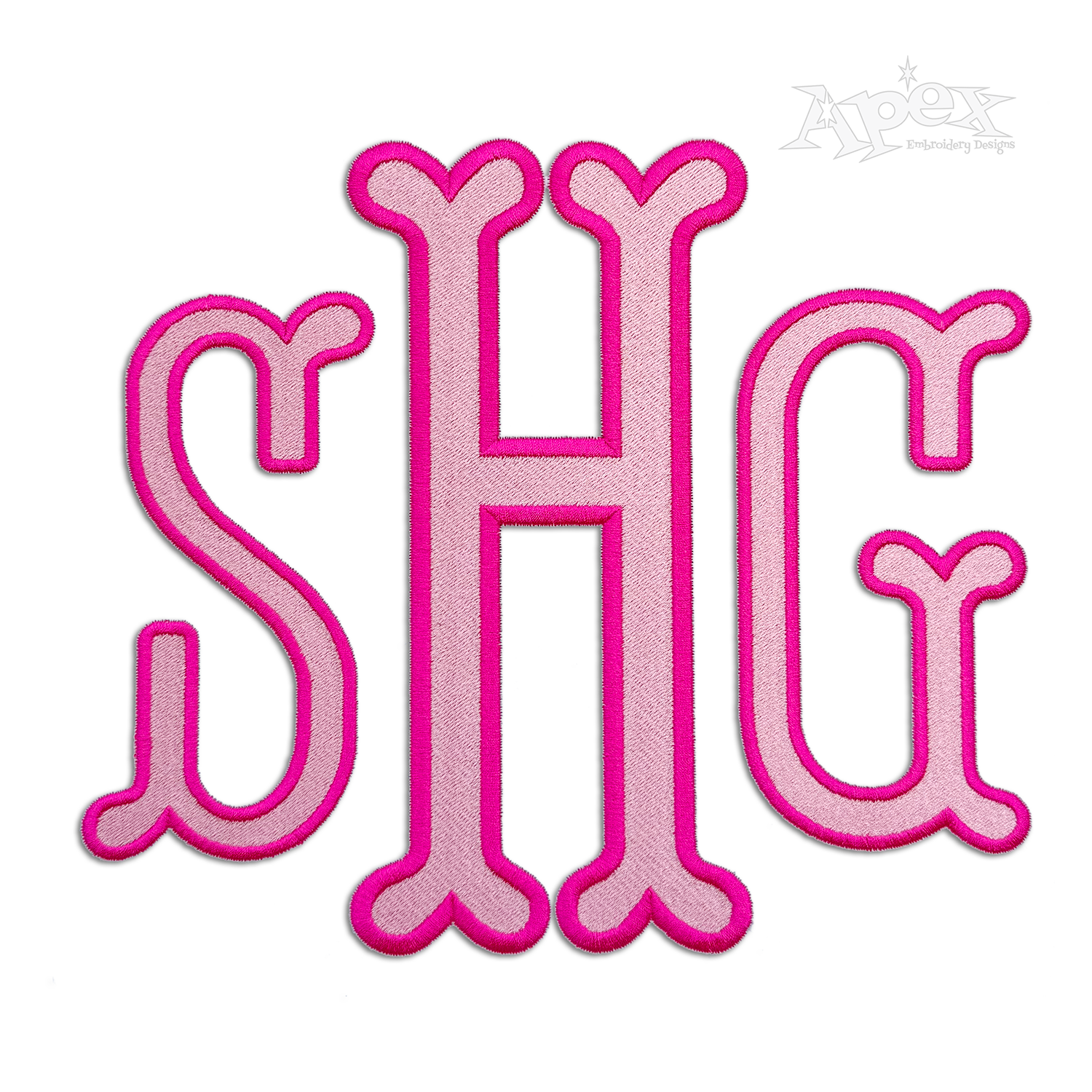 Fishtail Rounded Fill Letters Machine Embroidery Font by Apex