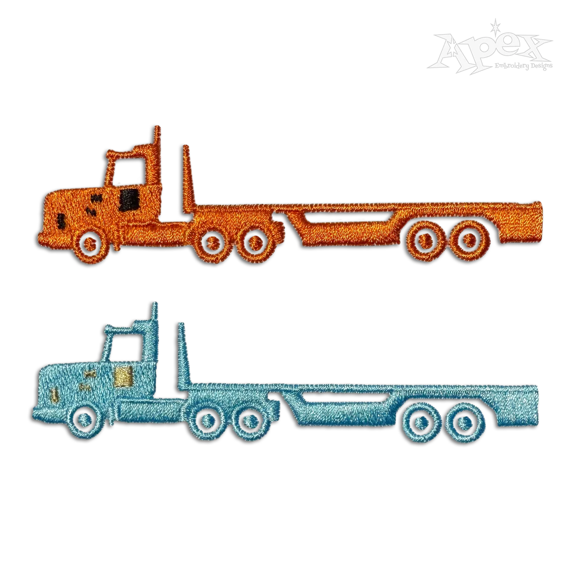 Flatbed Big Rig Semi Truck Trailer Machine Embroidery Designs by Apex