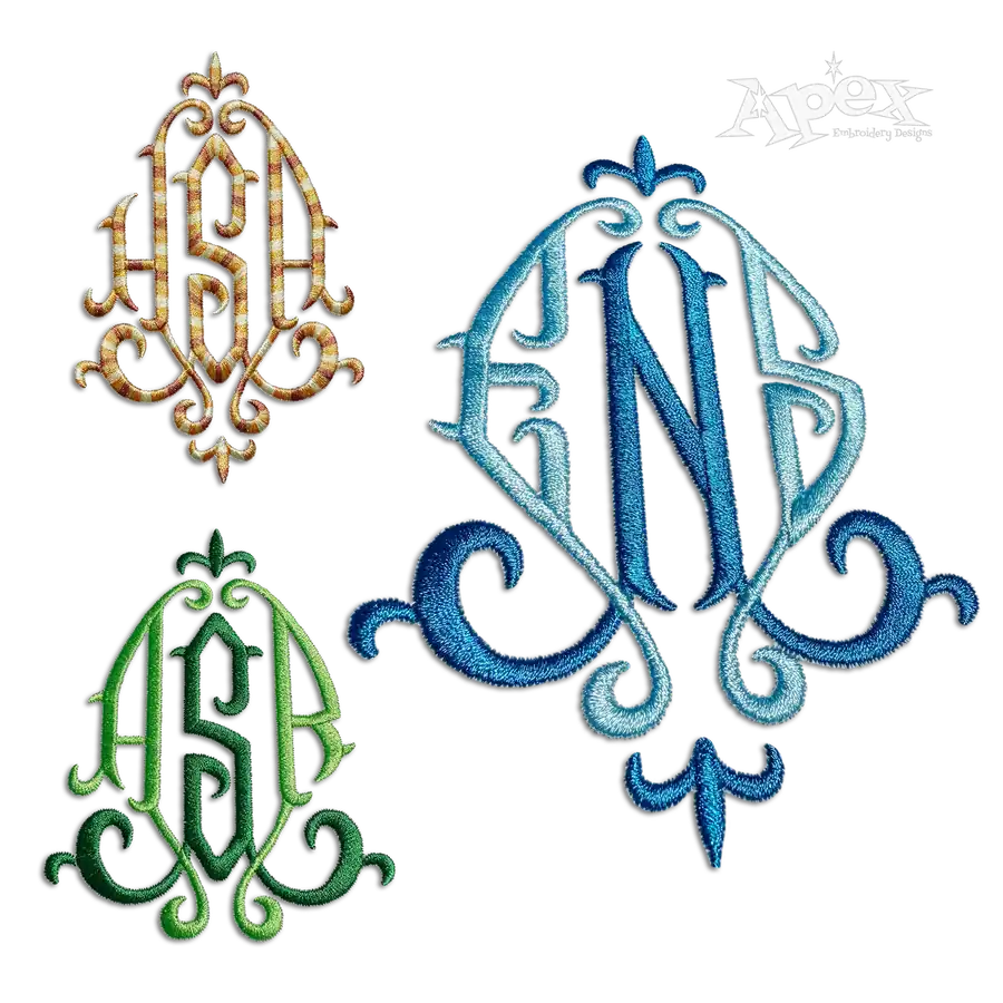 Fleur Monogram Machine Embroidery Font by Apex Digitizing