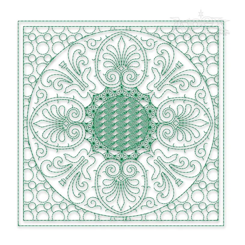 Floral Art Edge-To-Edge Quilt Block Embroidery Design