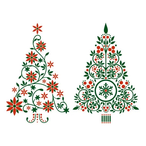 Flourish Flowers Decorative Christmas Tree SVG Cuttable Design