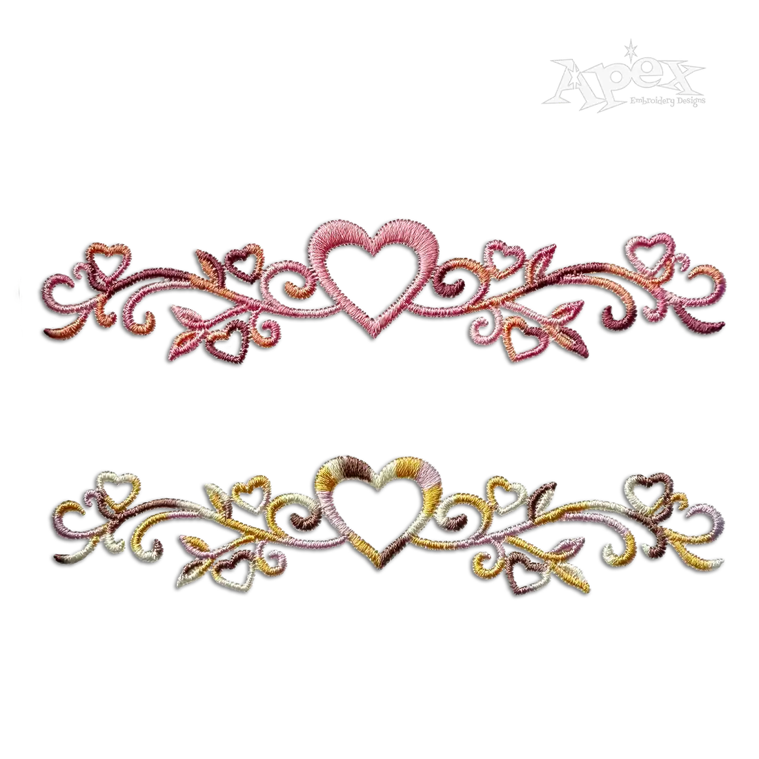 Floral Heart Love Accent Machine Embroidery Design by Apex