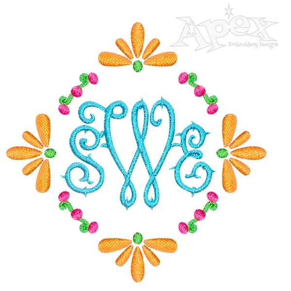 Floral Monogram Frame Embroidery Designs