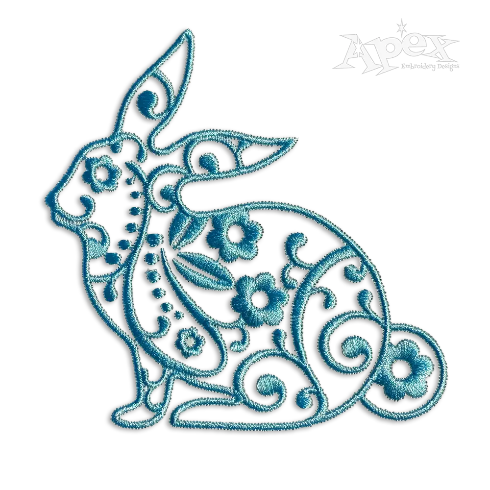Floral Easter Bunny Rabbit Machine Embroidery Design - Apex
