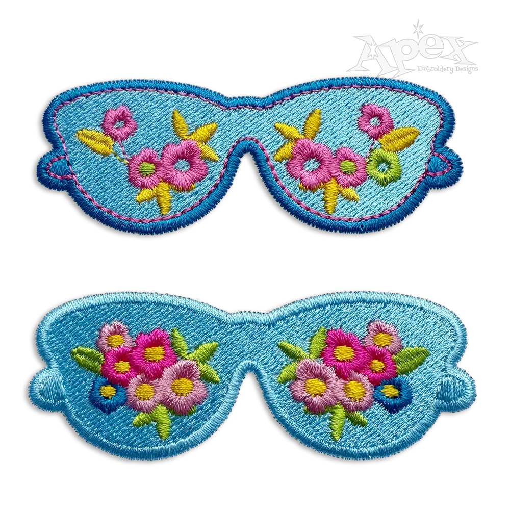 Spring Flowers Sunglasses Machine Embroidery Design by Apex