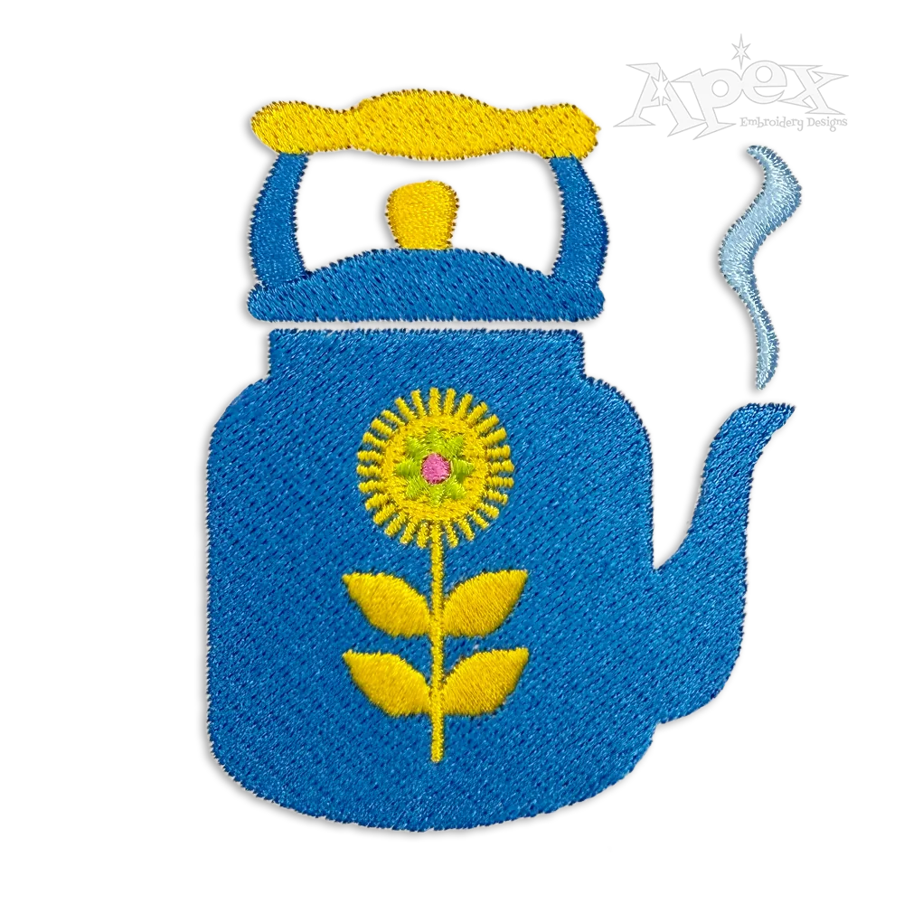 Floral Flower Tea Pot Teapot Kettle Embroidery Designs