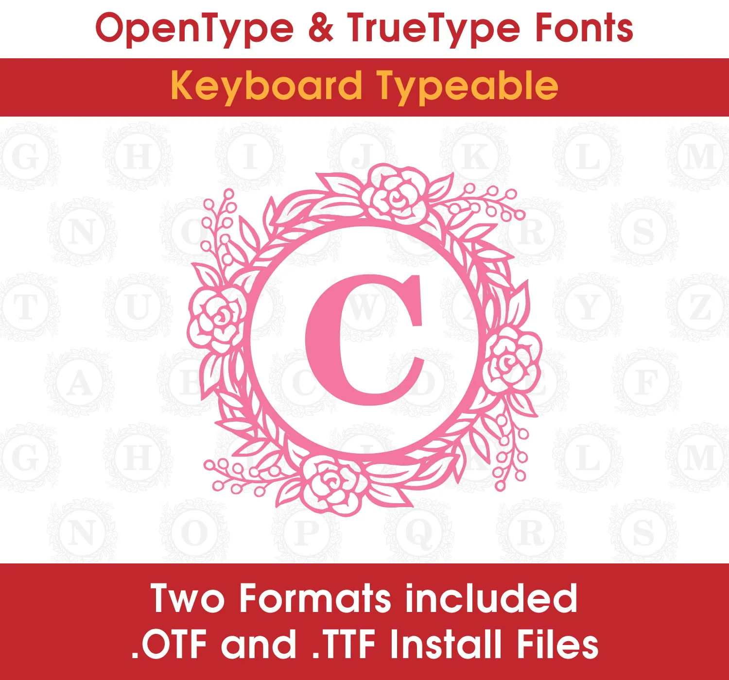 Floral Wreath Letters TrueType Font