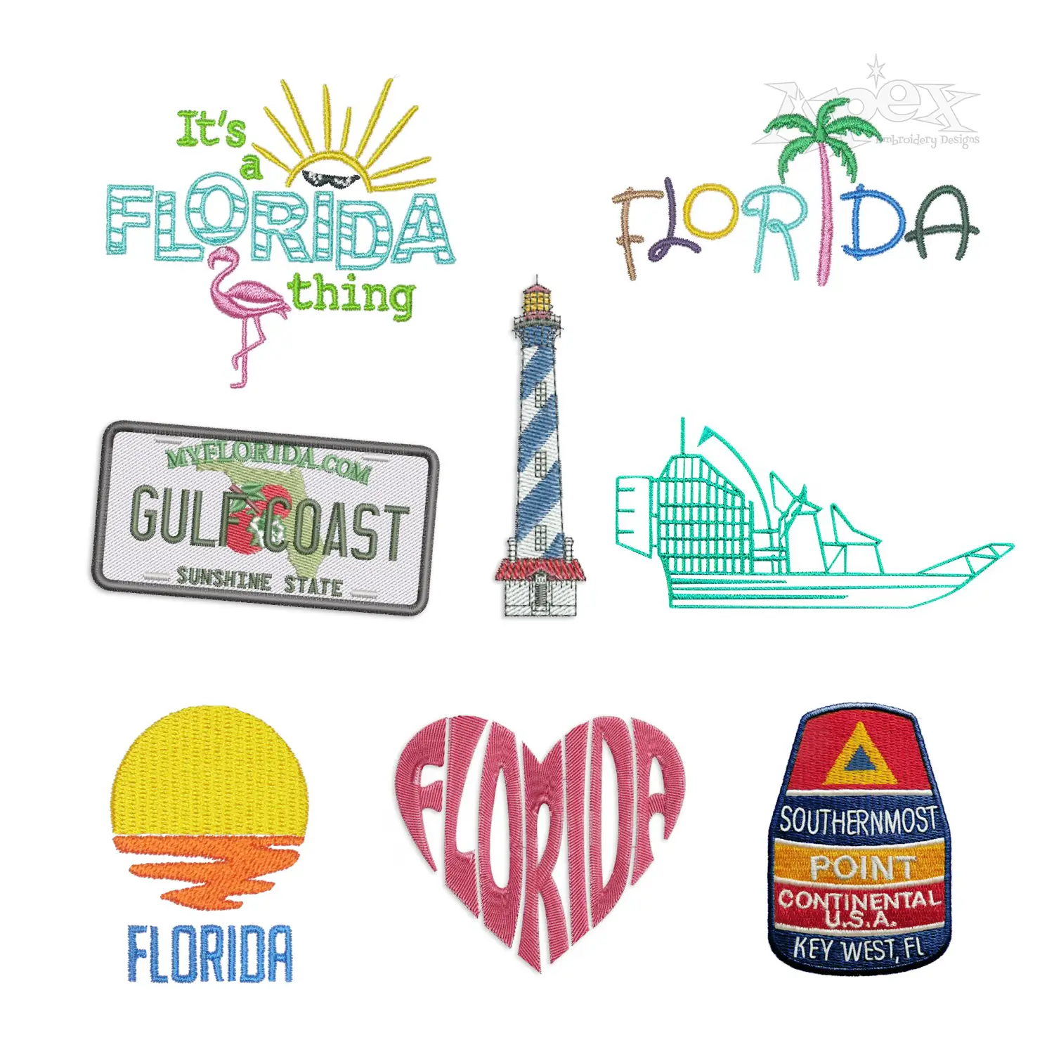 Florida Home State Thing Machine Embroidery Design by Apex 