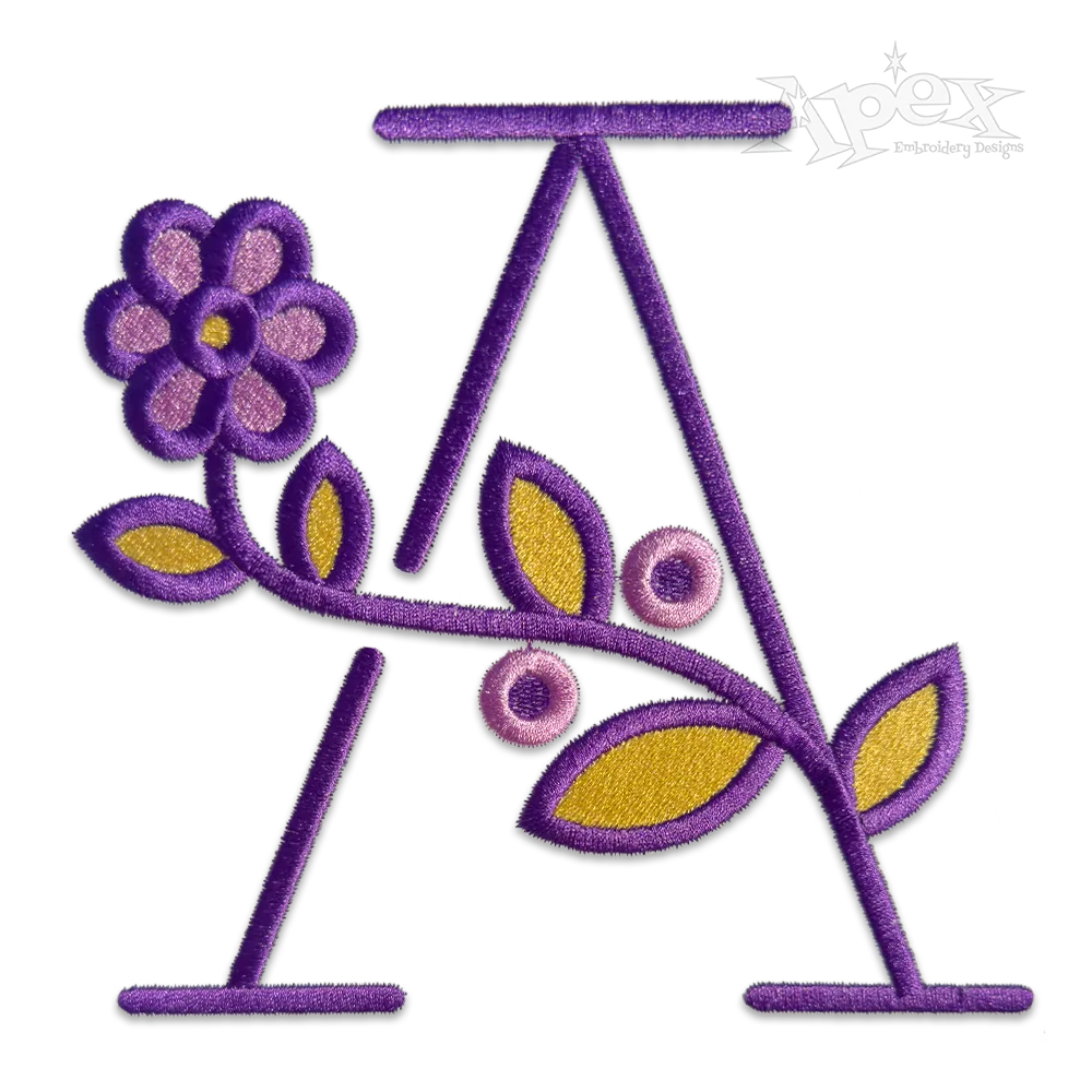 Flowers Alphabet Letters Machine Embroidery Fonts