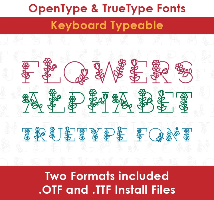 Flowers Alphabet TrueType Font