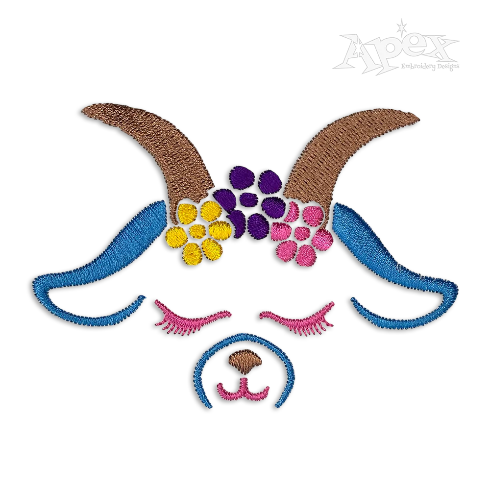 Floral Goat Face Machine Animal Embroidery Design by Apex