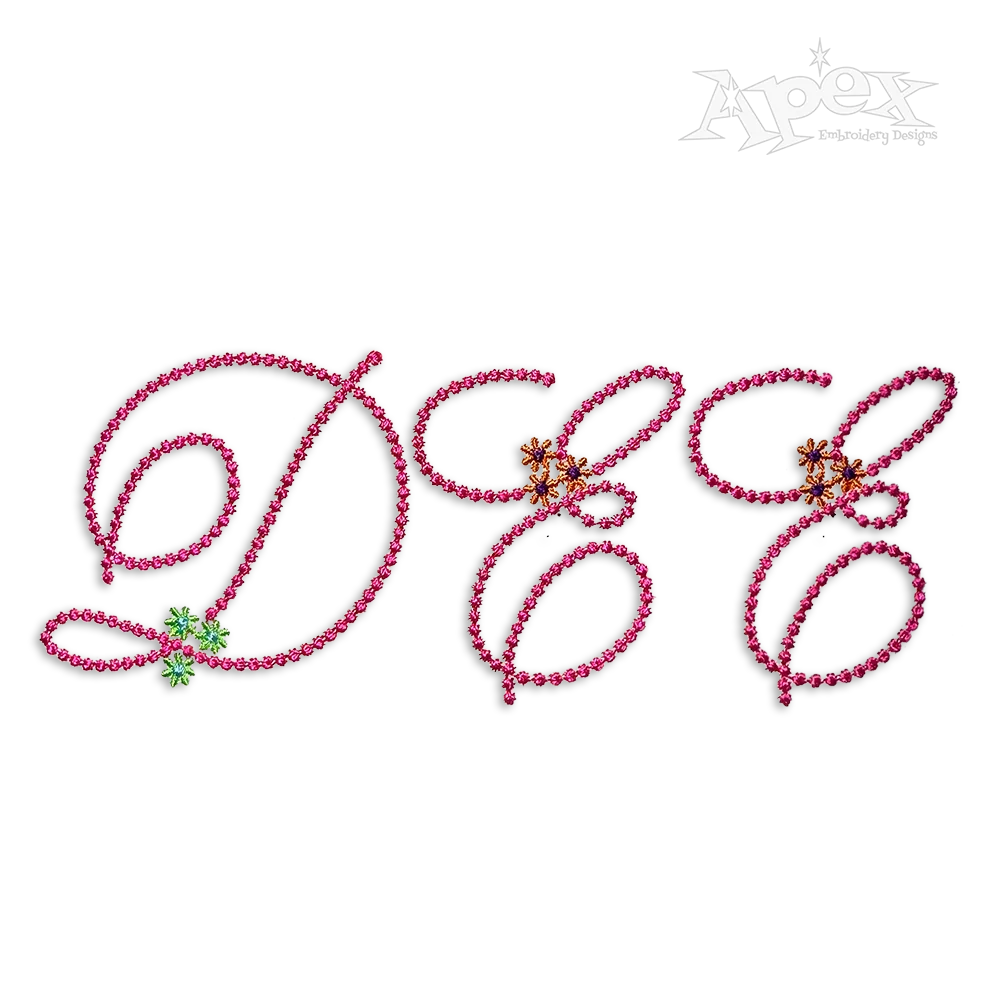 Flowers Polka Dots Machine Embroidery Font by Apex