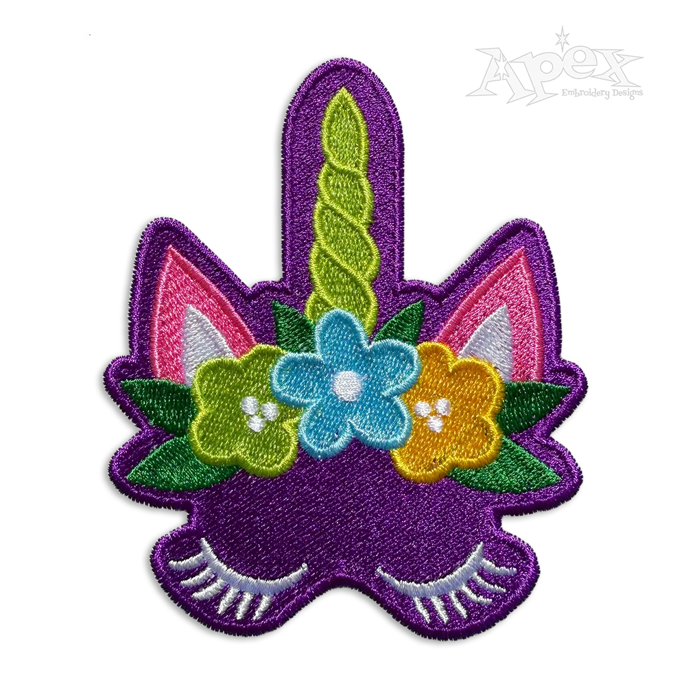 Flowers Unicorn Crown Machine Embroidery Designs