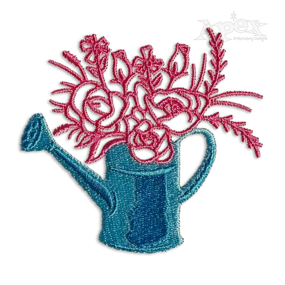Flowers Water Can Embroidery Design