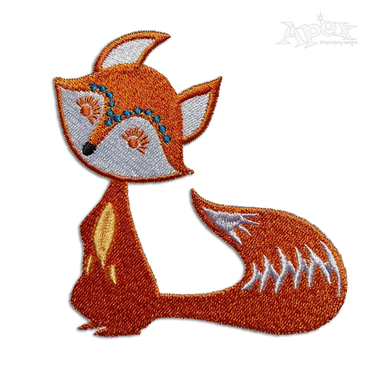 Cute Fox Machine Embroidery Design by Apex