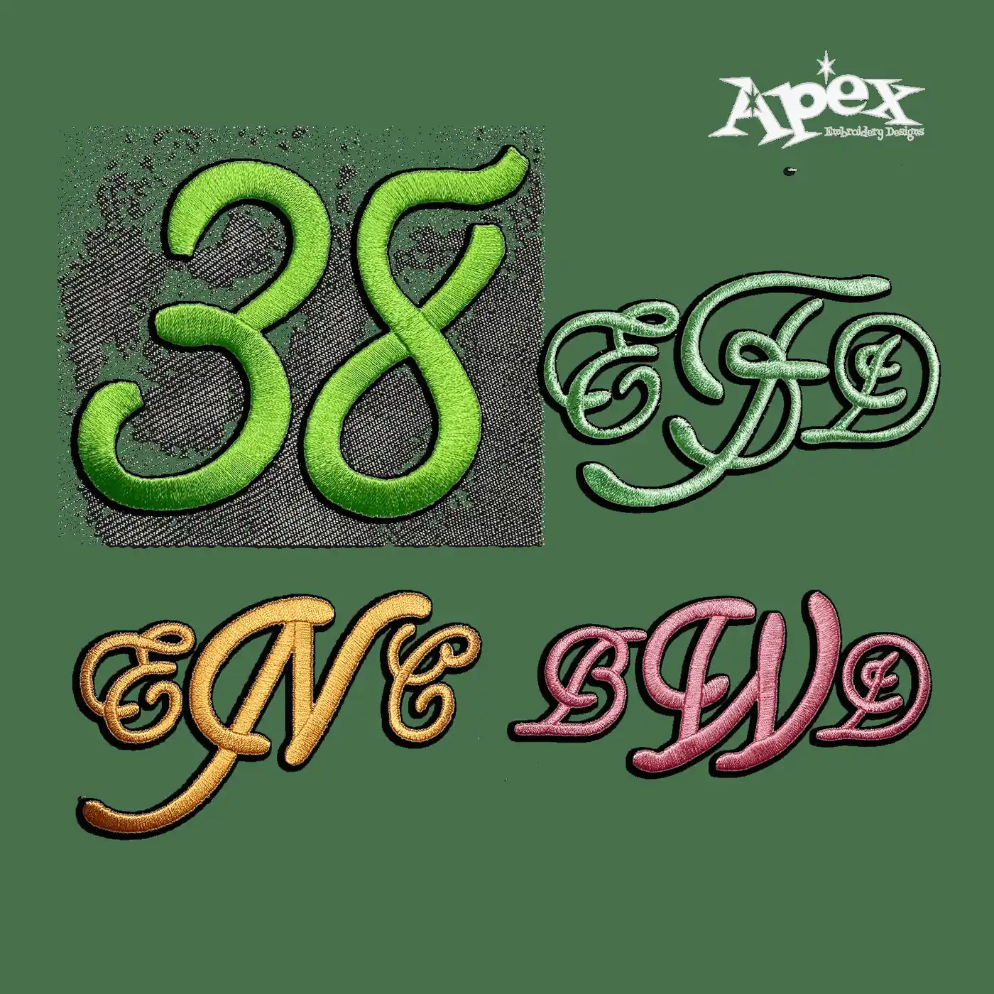Garden Party Machine Embroidery Font by Apex Digitizing