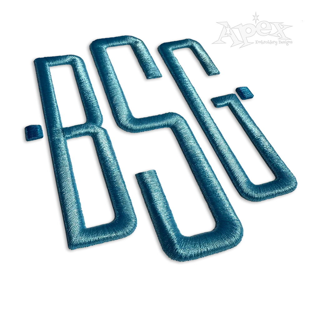 Gentlemen 3D Puff Machine Embroidery Font