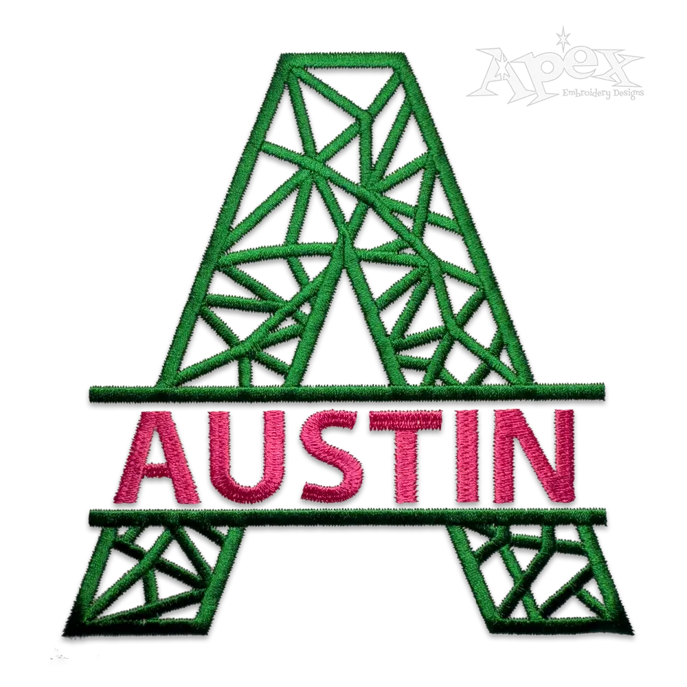 Geometric Split Frame Machine Embroidery Font by Apex