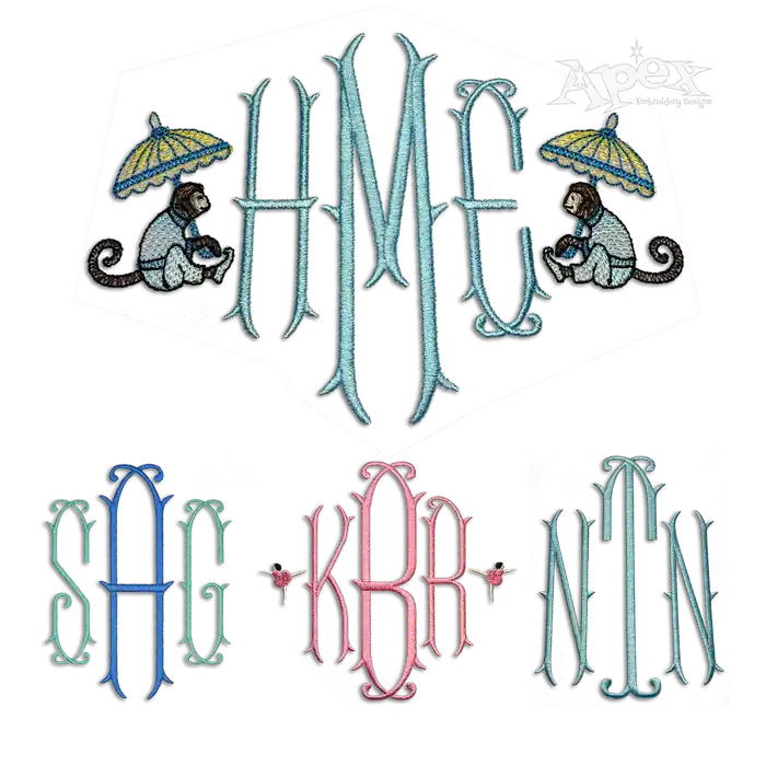 Glasgow Monogram Machine Embroidery Font by Apex Digitizing