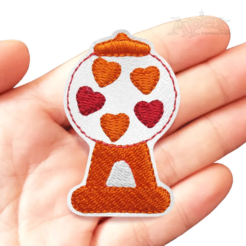 Globe Heart Gumball Vending Machine Feltie ITH Embroidery Design