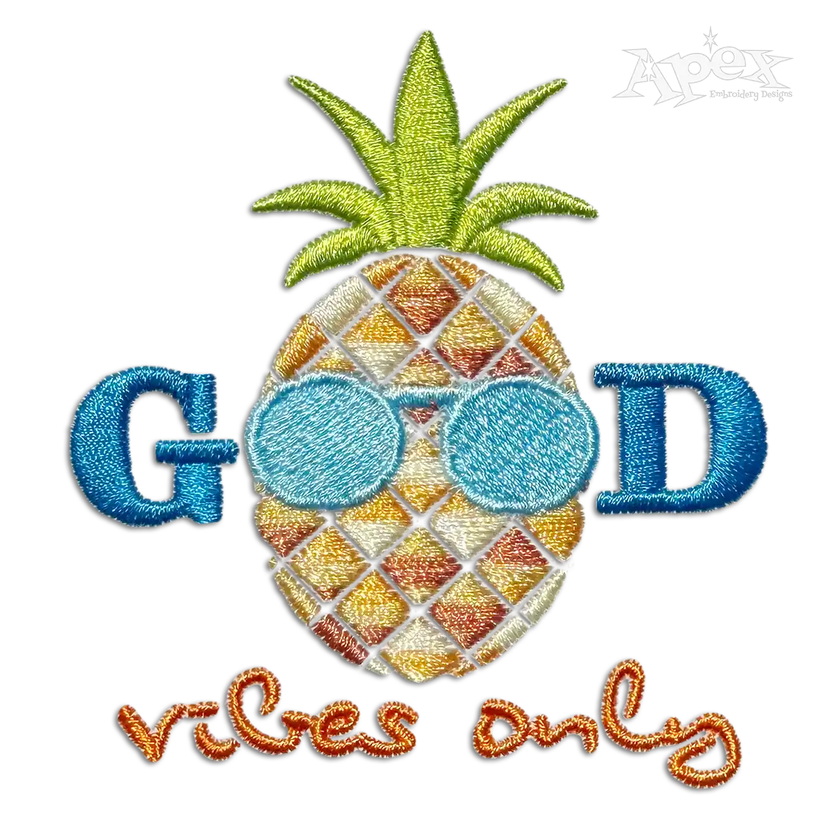 Good Vibes Only Pineapple Machine Embroidery Design