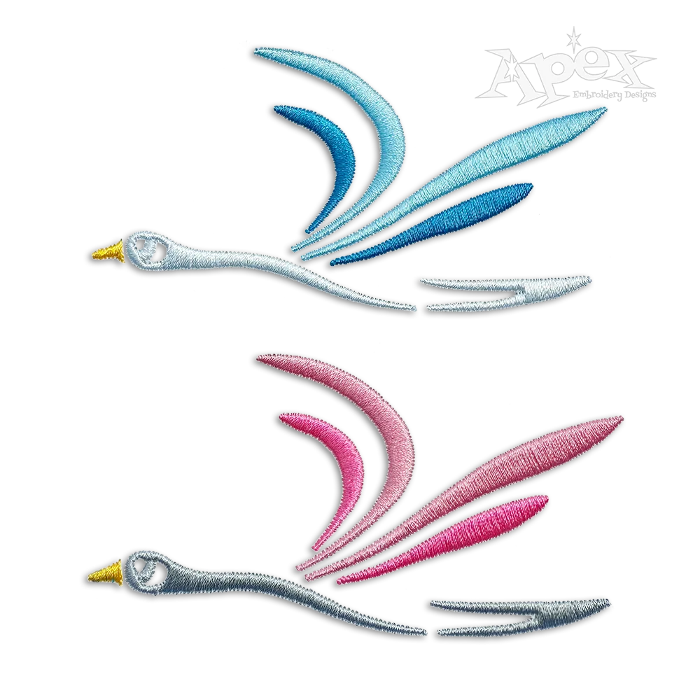 Flying Heron or Goose Bird Geese Machine Embroidery Design