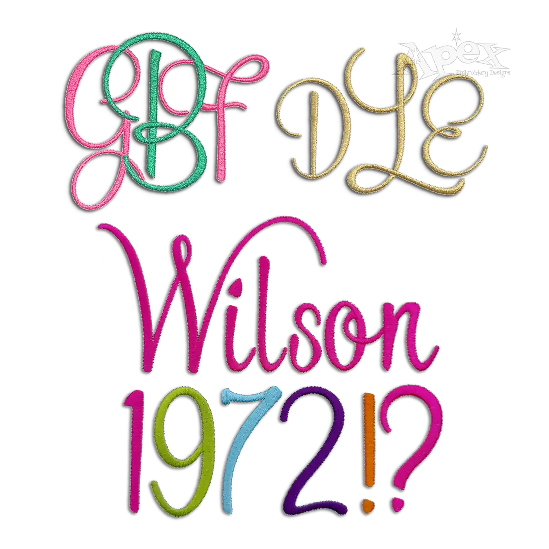 Grace Script Machine Embroidery Font by Apex All