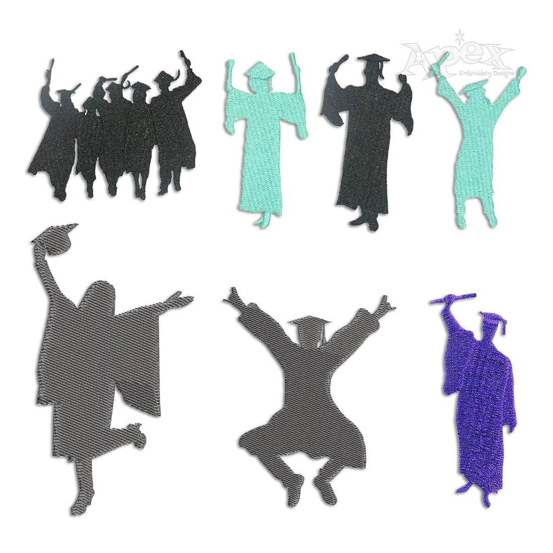 Graduation Celebration Silhouette Embroidery Designs by Apex