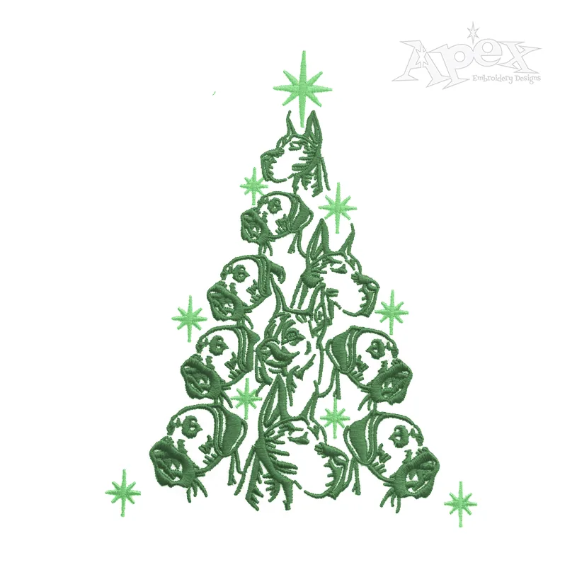 Great Dane Christmas Tree Embroidery Design