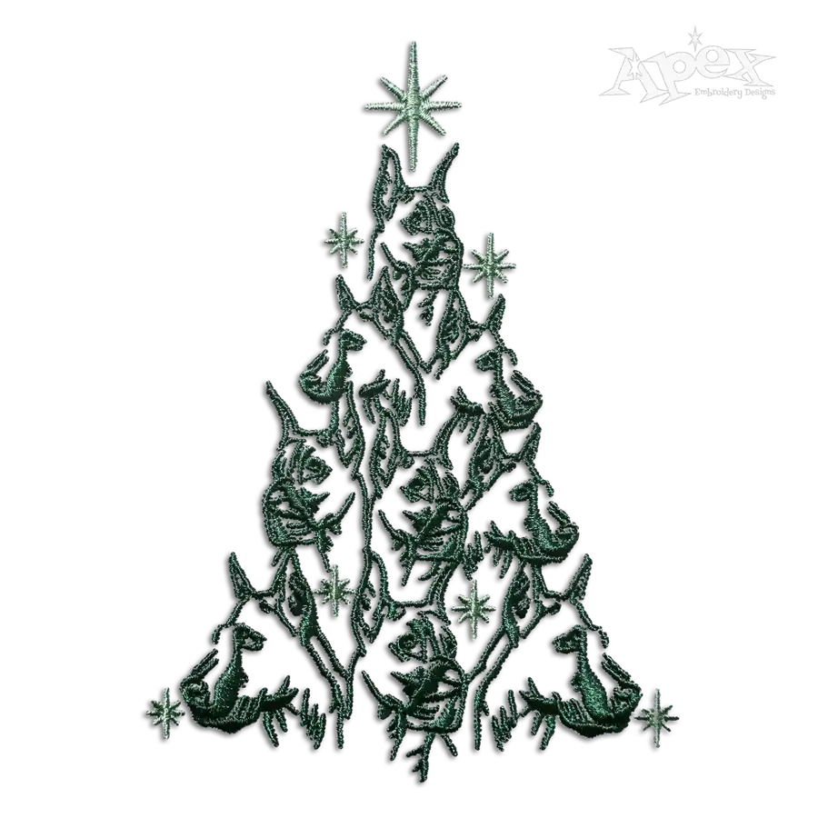 Great Dane Dog Christmas Tree Machine Embroidery Design