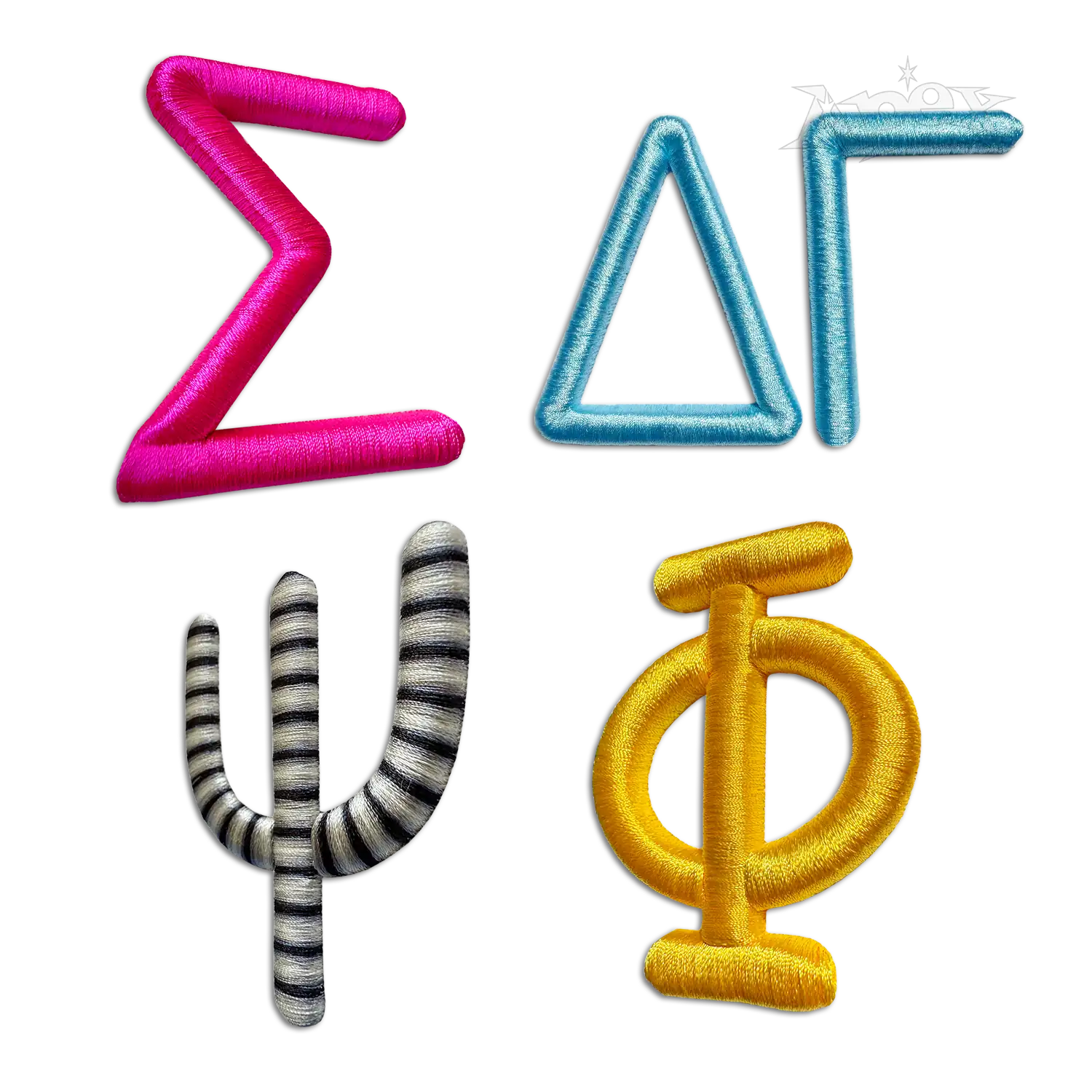 Greek Chalkboard 3D Puff Embroidery Font Digitized by Apex Designs