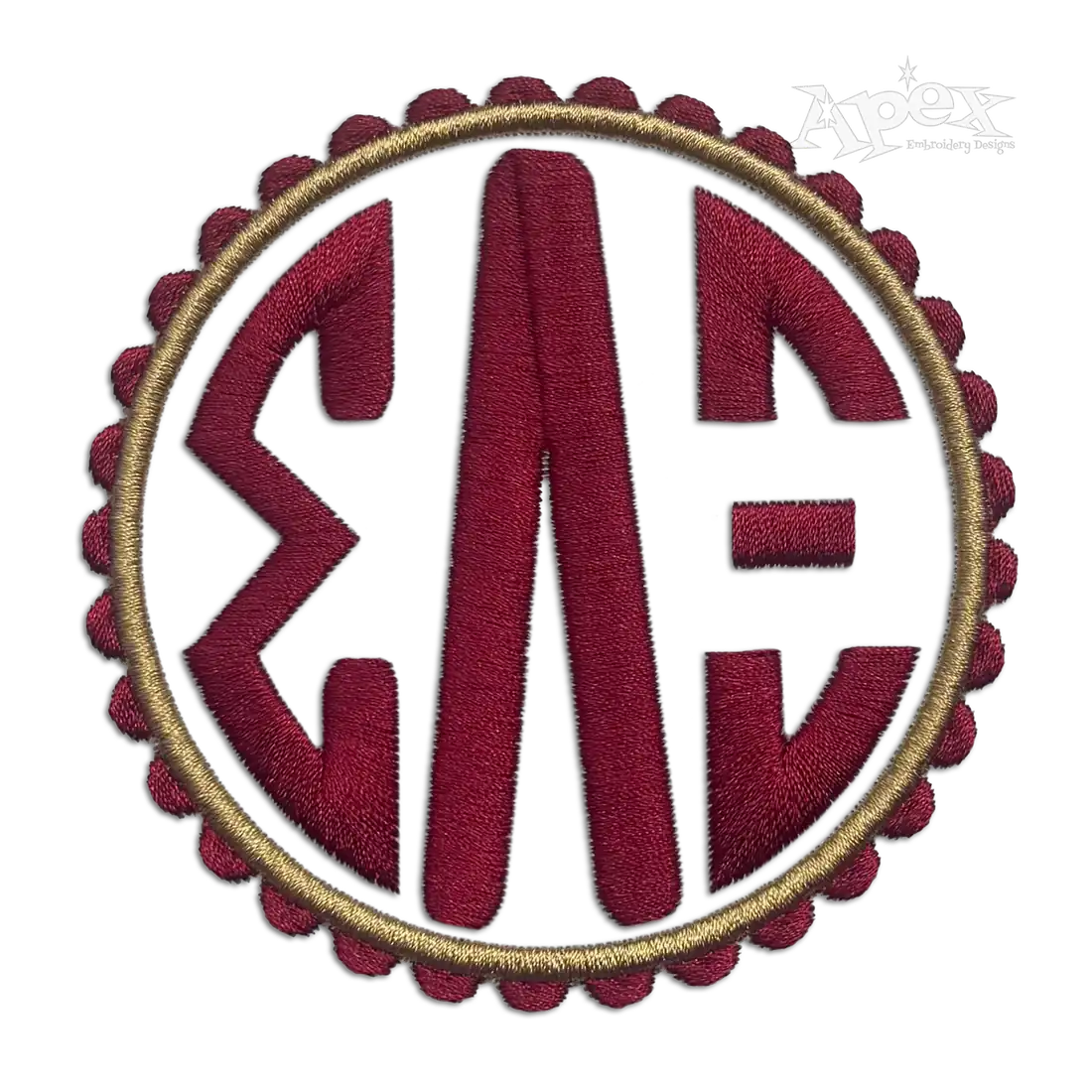 Greek Circle Font 3-Letter Machine Embroidery 