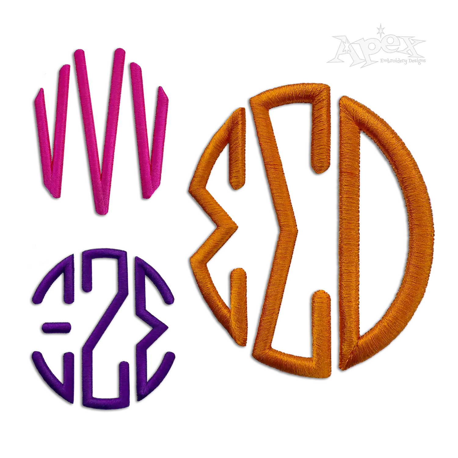 Greek Circle Round Monogram 3D Puff Machine Embroidery Font Apex All