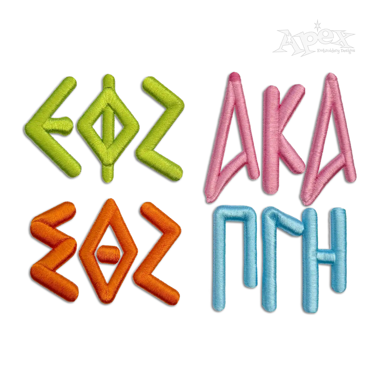 Greek Fun 3D Puffy Machine Embroidery Alphabet