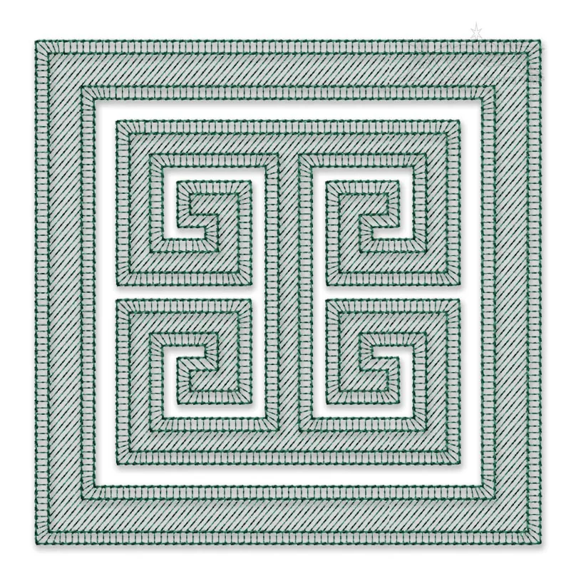 Greek Key Sketch Quilt Block Embroidery Design