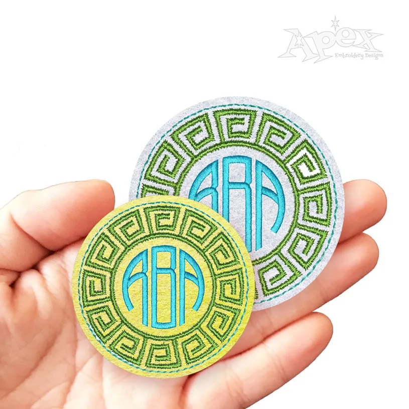 Greek Key Monogram Frame Feltie ITH Embroidery Design