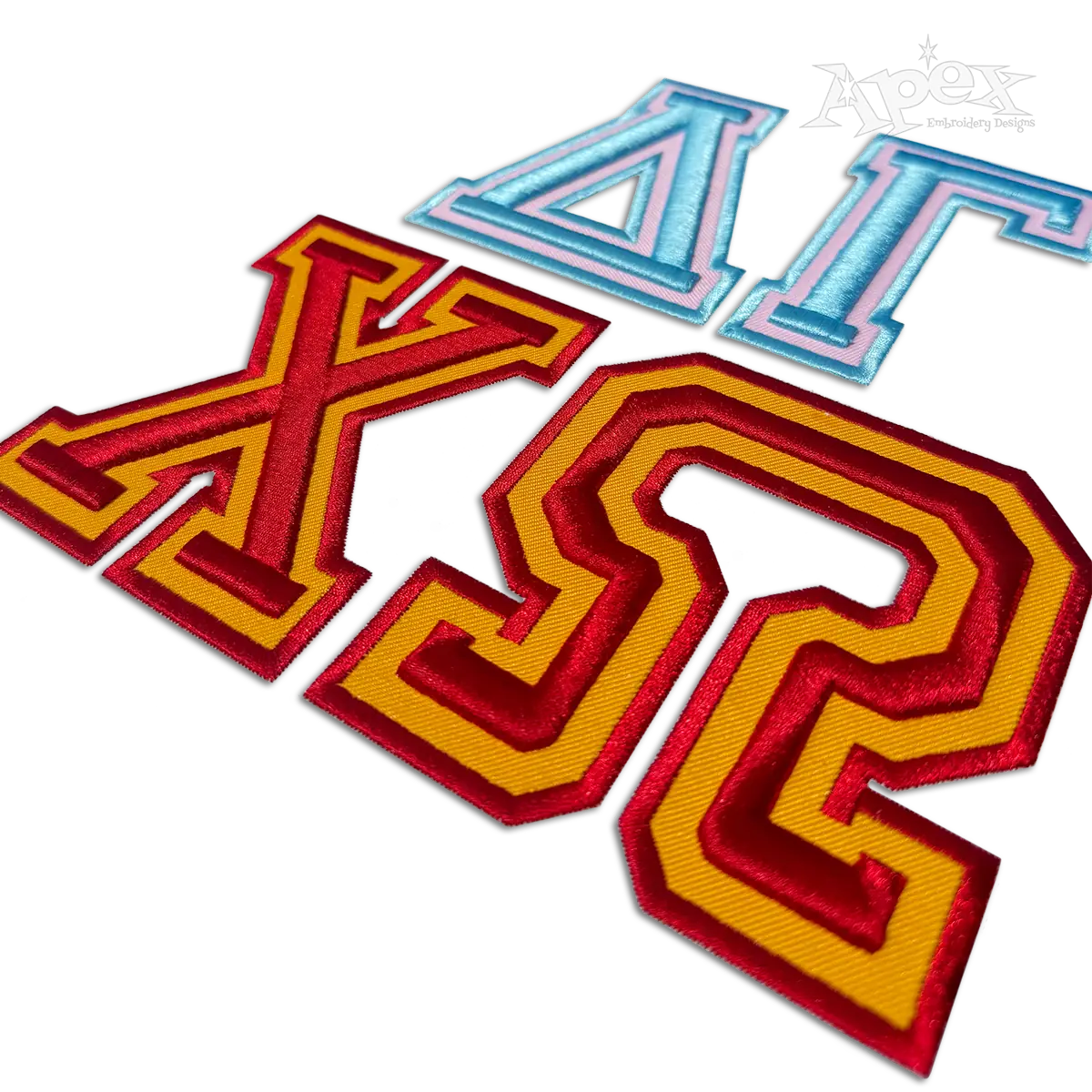 Greek Varsity 3D Puff Machine Embroidery Font