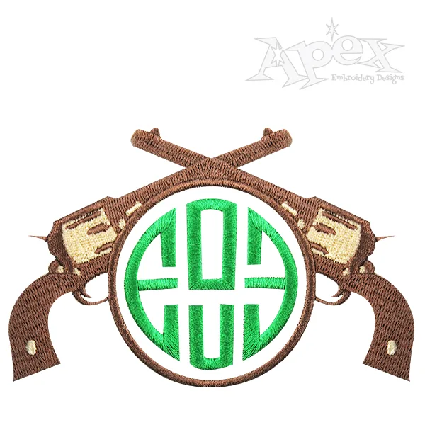 Gun Hunting Monogram Embroidery Design Frame